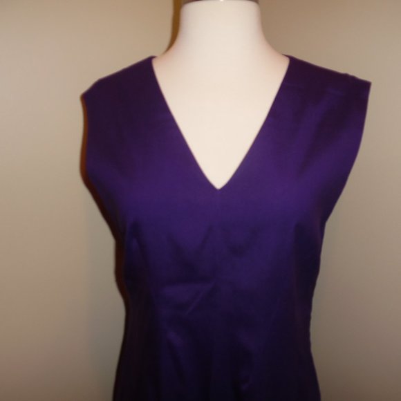 Piazza Sempione Purple Silk Pencil Sheath Work Career V-neck Dress 8 Medium - Picture 4 of 8
